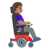 woman in motorized wheelchair facing right, medium skin tone